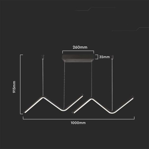 Oprawa Zwieszana V-TAC 12W LED Czarna 4000K 1280lm