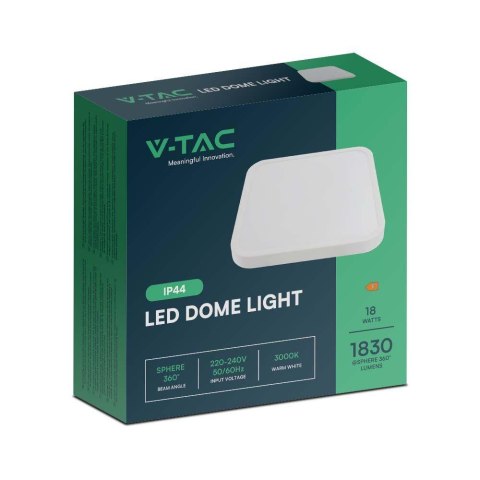 Plafon V-TAC 18W LED Kwadrat 25x25cm Natynkowy IP44 Biały VT-8618 3000K 1830lm