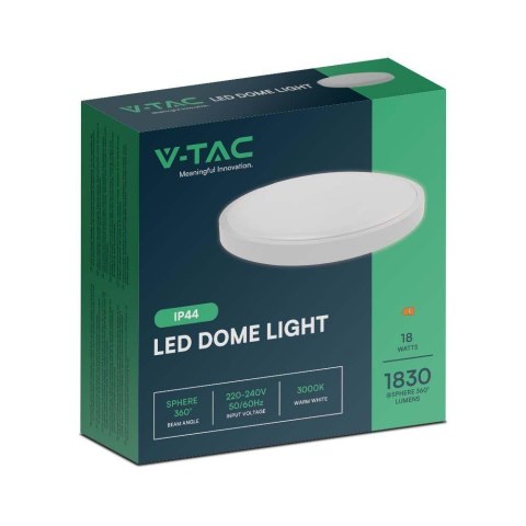 Plafon V-TAC 18W LED Okrągły 25cm Natynkowy IP44 Biały VT-8618 3000K 1830lm