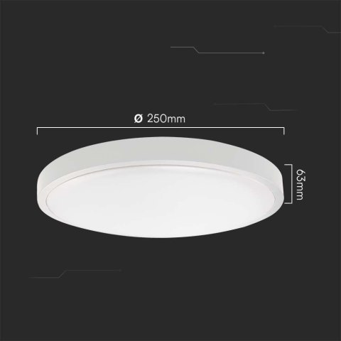 Plafon V-TAC 18W LED Okrągły 25cm Natynkowy IP44 Biały VT-8618 4000K 1830lm