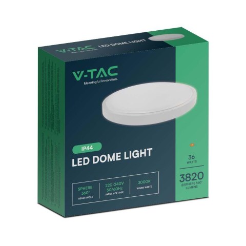 Plafon V-TAC 36W LED Okrągły 35cm Natynkowy IP44 Biały VT-8630 3000K 3820lm