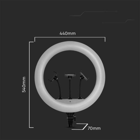 Lampa pierścieniowa LED Ring na 3 telefony V-TAC 55W fi44cm Statyw Pilot Etui VT-45055 3200K-5500K 6000lm