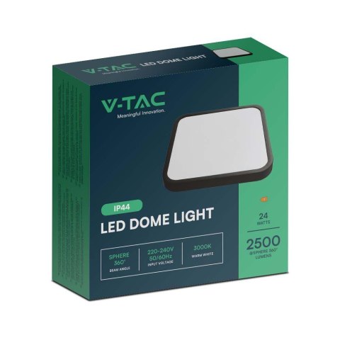 Plafon V-TAC 24W LED Kwadrat 30x30cm Natynkowy IP44 Czarny VT-8624B 4000K 2500lm