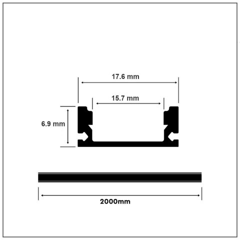 Profil Aluminiowy V-TAC 2mb Anodowany, Klosz Mleczny, Cienkościenny VT-8113