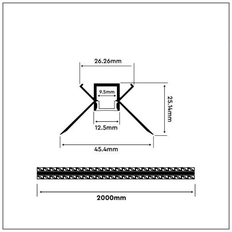 Profil Aluminiowy V-TAC 2mb Anodowany, Klosz Mleczny, Do gipsowania, Narożny wewnętrzny VT-8104