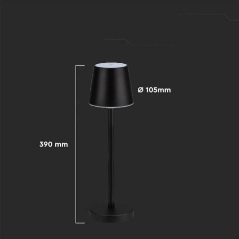 Lampka Biurkowa Nocna V-TAC 3W LED Ładowanie Ściemnianie Czarna VT-7703 4000K 70lm