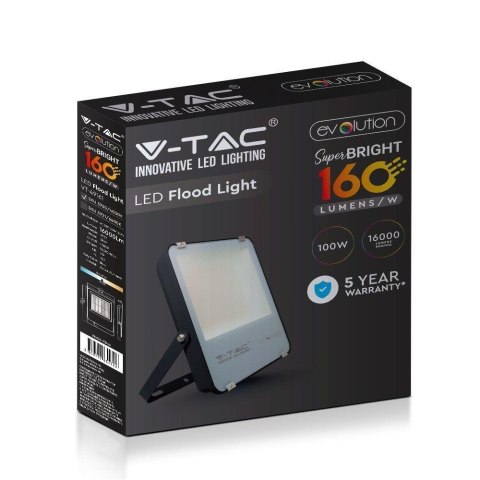 Projektor LED V-TAC 100W Czarny EVOLUTION 160Lm/W VT-49161 6400K 16000lm 5 Lat Gwarancji