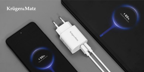 Ładowarka sieciowa Kruger&Matz GaN dual USB z funkcją Power Delivery i Quick Charge