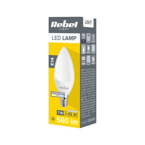 Lampa LED REBEL świeca, 7W, E14 4000K, 230V