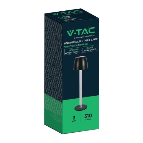 Lampka Biurkowa Nocna V-TAC 3W LED Ładowanie Ściemnianie Czarna VT-7576 3000K 310lm