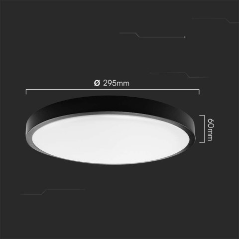 Plafon V-TAC 24W LED Okrągły 30cm Natynkowy IP44 Czarny VT-8624B 3000K 2500lm