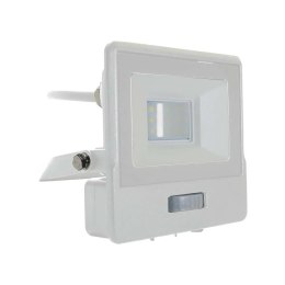Projektor LED V-TAC 10W SAMSUNG CHIP Czujnik Ruchu Biały Przewód 1M VT-118S 4000K 735lm 5 Lat Gwarancji