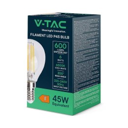 Żarówka LED V-TAC 6W Filament E14 Kulka P45 VT-2466 6500K 600lm