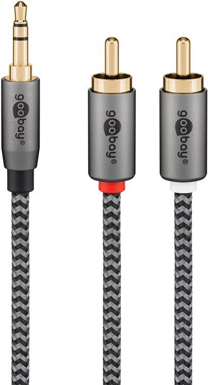 Kabel audio Jack - 2x RCA Goobay Plus TEXTIL 1m Goobay