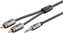 Kabel audio Jack - 2x RCA Goobay Plus TEXTIL 3m Goobay