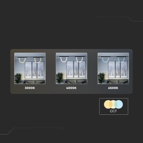 Oprawa Szynosystem Magnetyczny 48V V-TAC 11W LED CCT 30st SMART 100cm WiFi TRACKLIGHT Czarna VT-42112 2700K-6400K 1270lm 3 Lata 