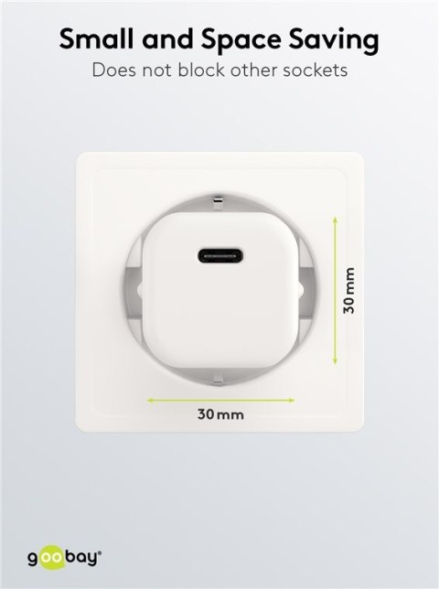 Ładowarka sieciowa USB-C PD GaN 30W Goobay BIAŁA