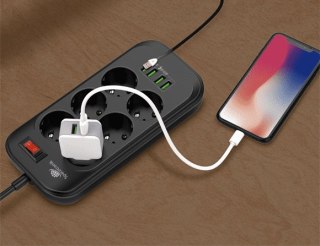 Listwa zasilająca Spacetronik SR-204 6xAC + 4xUSB