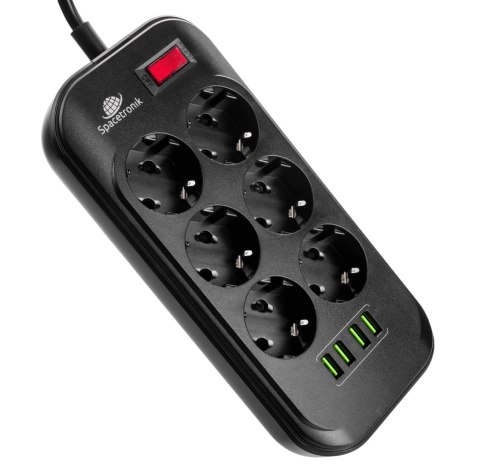 Listwa zasilająca Spacetronik SR-204 6xAC + 4xUSB