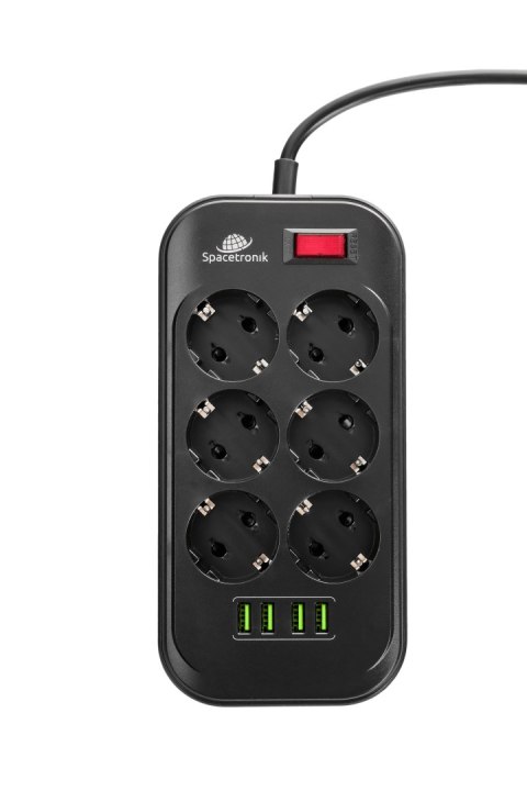 Listwa zasilająca Spacetronik SR-204 6xAC + 4xUSB