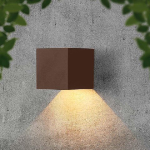 Oprawa Ścienna Solarna V-TAC 9W LED COB Regulowana Brąz Corten Kostka 15x15cm IP65 VT-11109 4000K 860lm