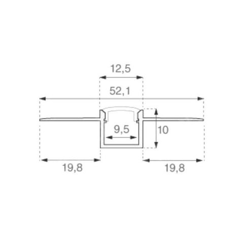 Profil Aluminiowy V-TAC 2mb Anodowany, Klosz Mleczny, Do gipsowania 9,5mm VT-8102