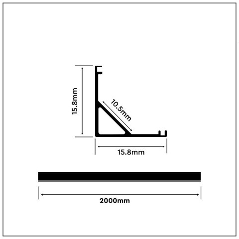 Profil Aluminiowy V-TAC 2mb Anodowany, Klosz Mleczny, Kątowy VT-8109