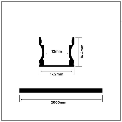 Profil Aluminiowy V-TAC 2mb Czarny, Klosz Czarny VT-8110