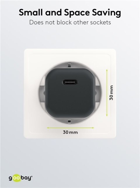 Ładowarka sieciowa USB-C PD GaN 30W Goobay CZARNA