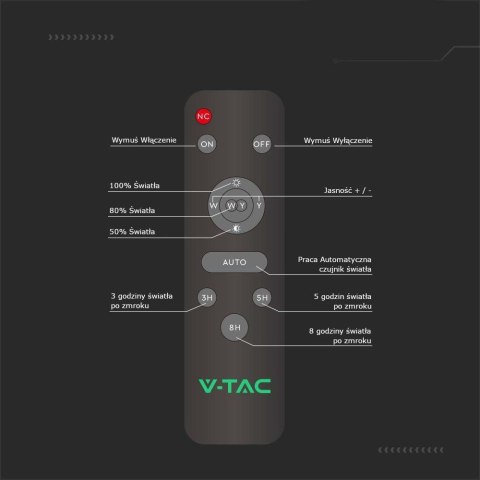Oprawa Uliczna LED Solarna V-TAC BRIDGELUX CHIP IP65 Pilot LiFePO4 Panel 70W VT-15300ST 4000K 3500lm