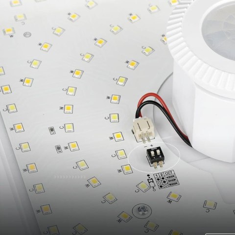 Plafon LED V-TAC SAMSUNG CHIP 12W 29x29cm Czujnik Ruchu CCT Kwadratowy Biały VT-81003 3000K-4000K-6000K 1100lm 5 Lat Gwarancji