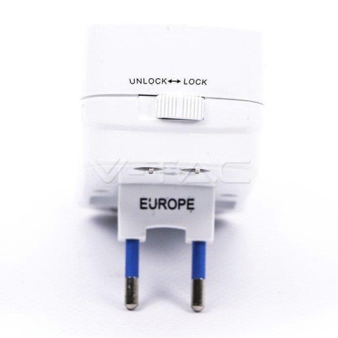 Uniwersalny Adapter Podróżny z zabezpieczeniem 2xUSB 2A V-TAC