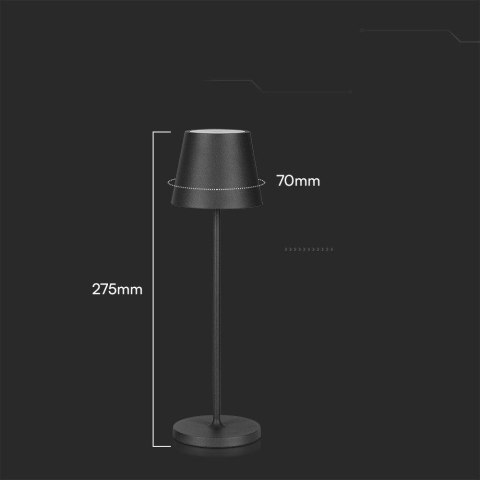 Lampka Biurkowa Nocna V-TAC 1,5W LED Ładowanie Ściemnianie IP54 Czarna VT-7997 3000K 150lm