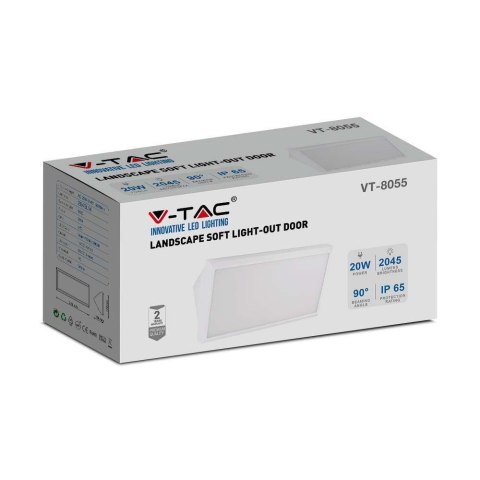 Oprawa Ścienna V-TAC 20W LED Ukośna Biała IP65 VT-8055 4000K 2045lm