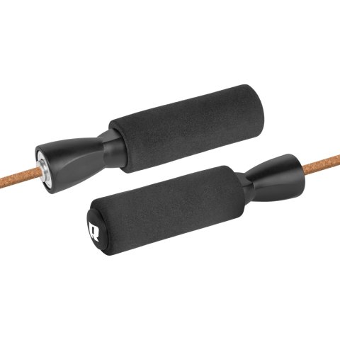 Skakanka bokserska skórzana z rączką z pianki i metalowym łożyskiem 280cm regulowana, REBEL ACTIVE