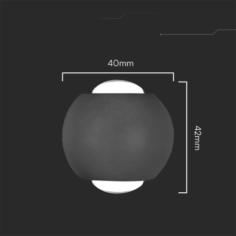 Oprawa Ścienna Góra Dół V-TAC 2W LED IP54 Czarna VT-2502 3000K 200lm