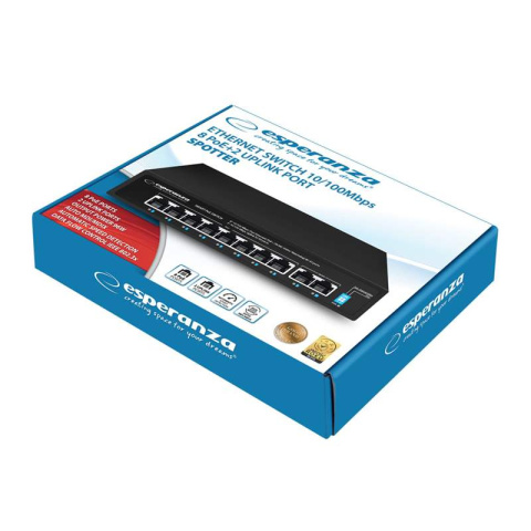 Switch do monitoringu IP CCTV 10-portowy 100MB 8xPOE 96W Esperanza