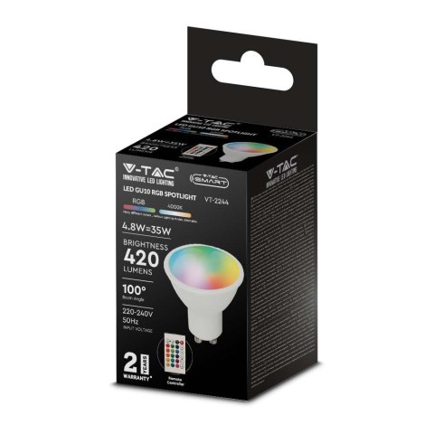 Żarówka LED V-TAC 4,8W GU10 Pilot VT-2244-N-1 RGB+4000K 420lm