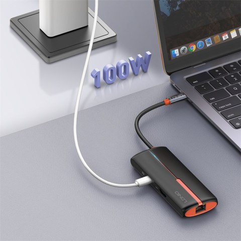 Adapter HUB USB-C 6w1 USB 3.0 HDMI PD RJ45 100W B LDNIO