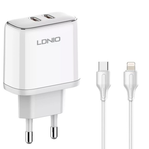 Ładowarka z kablem Licencja Apple MFI 35W 2x USB-C LDNIO