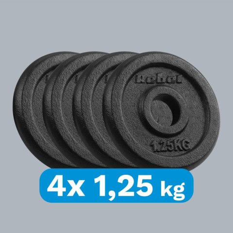 Zestaw obciążeń żeliwnych 4x1.25kg, otwór 31mm, talerz klasyczny, REBEL ACTIVE