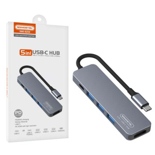 Adapter host 3xUSB+TYP-C+HDMI + kabel Typ-C - Typ-C 60W Srebrny Somostel