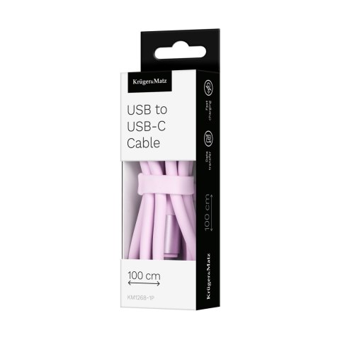 Kabel USB - USB typu C 1 m silikonowy różowy Kruger&Matz Basic