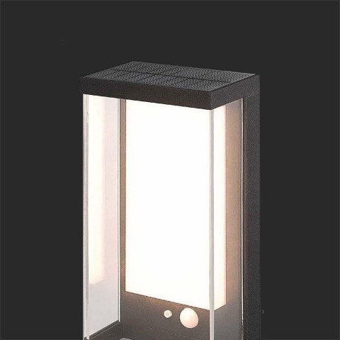 Kinkiet Ogrodowy Ścienny Solarny V-TAC 1W LED Czujnik Ruchu IP65 Czarny VT-1193 3000K 95lm