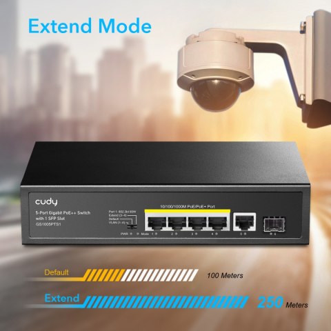 SWITCH PoE+ 5-port GS1005PTS1 120W 1Gbps Cudy