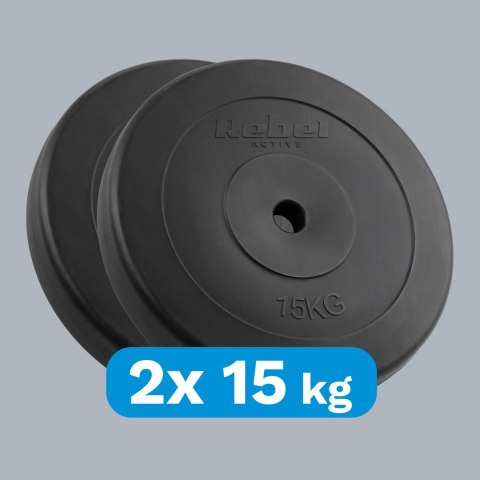 Zestaw obciążeń bitumicznych 2x15kg, otwór 31mm, talerz klasyczny, REBEL ACTIVE