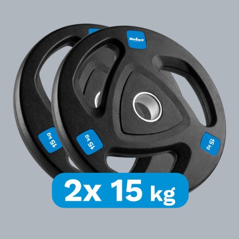 Zestaw obciążeń żeliwnych gumowanych 2x15kg, otwór olimpijski 51mm, REBEL ACTIVE