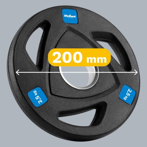 Zestaw obciążeń żeliwnych gumowanych 4x2.5kg, otwór olimpijski 51mm, REBEL ACTIVE