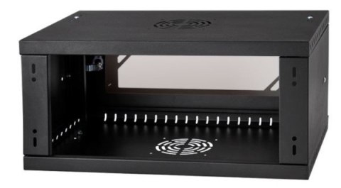 BOWI Szafa rack 19" 4U wisząca 450mm RAL9004 drzwi szk