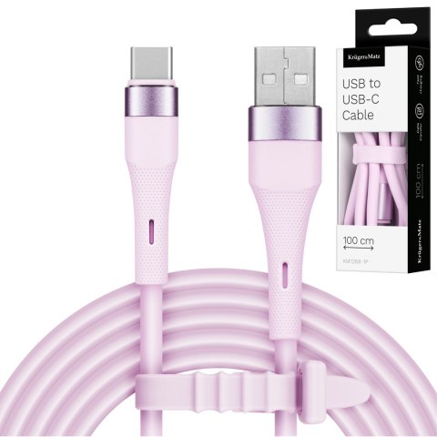 Kabel USB - USB typu C 1 m silikonowy różowy Kruger&Matz Basic